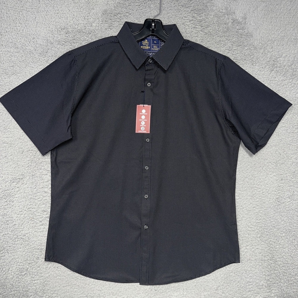 NWT Rugby University Ralph Lauren Shirt Men's XL Black Dots Stretch Button Up